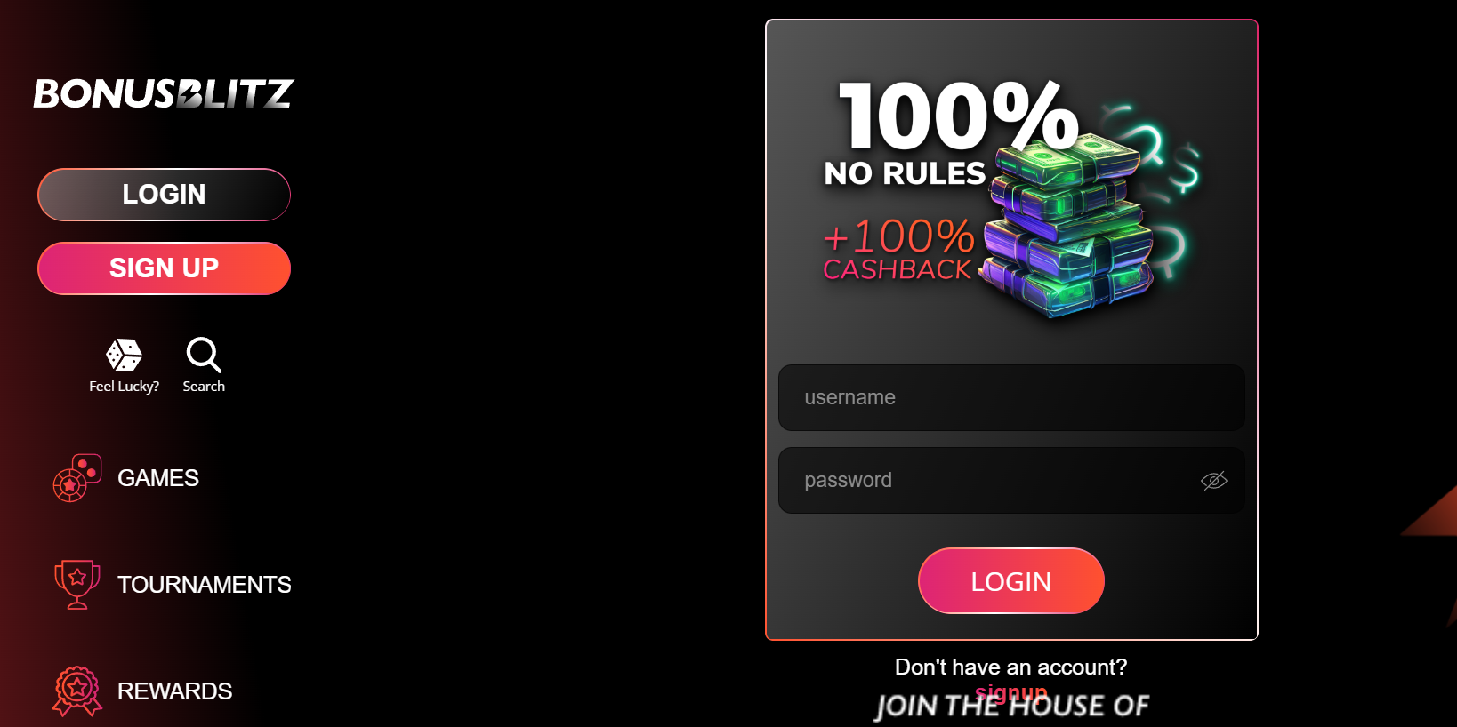 Login to your BonusBlitz Casino account! 2